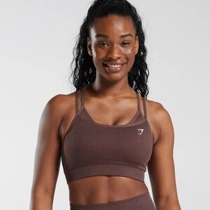 Gymshark Brown Strappy Sports Bra Low Impact Seamless Size L
